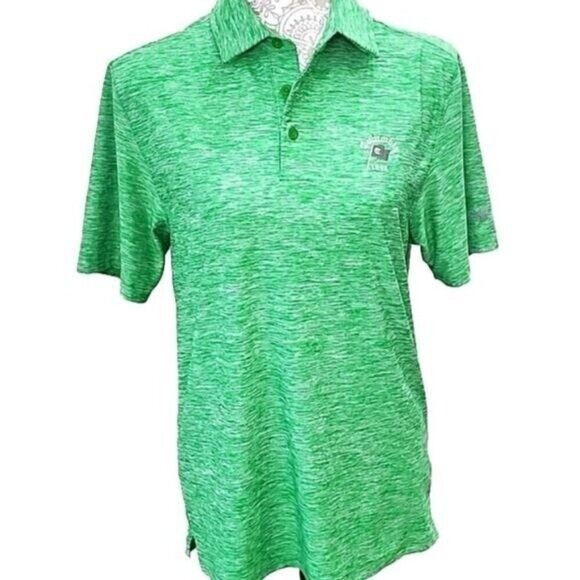 Under Armour Shirt Polo Green Short Sleeve Loose Heatgear Men's Small - Picture 1 of 4